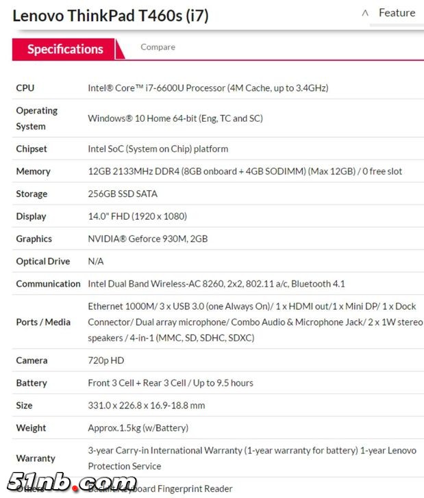 T460s配置
